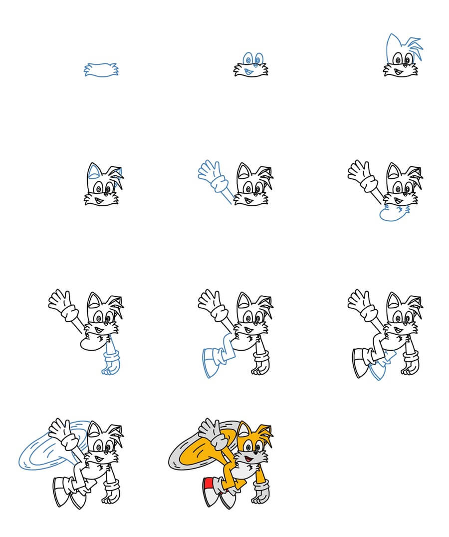 Tails is flying Drawing Ideas