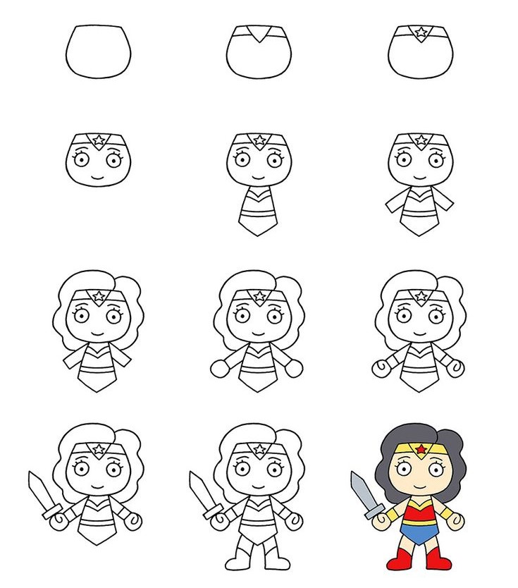 Wonder Woman chibi Drawing Ideas