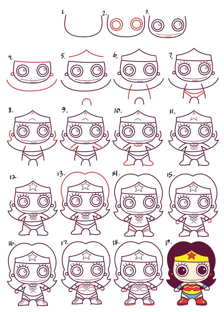 Wonder Woman cute Drawing Ideas