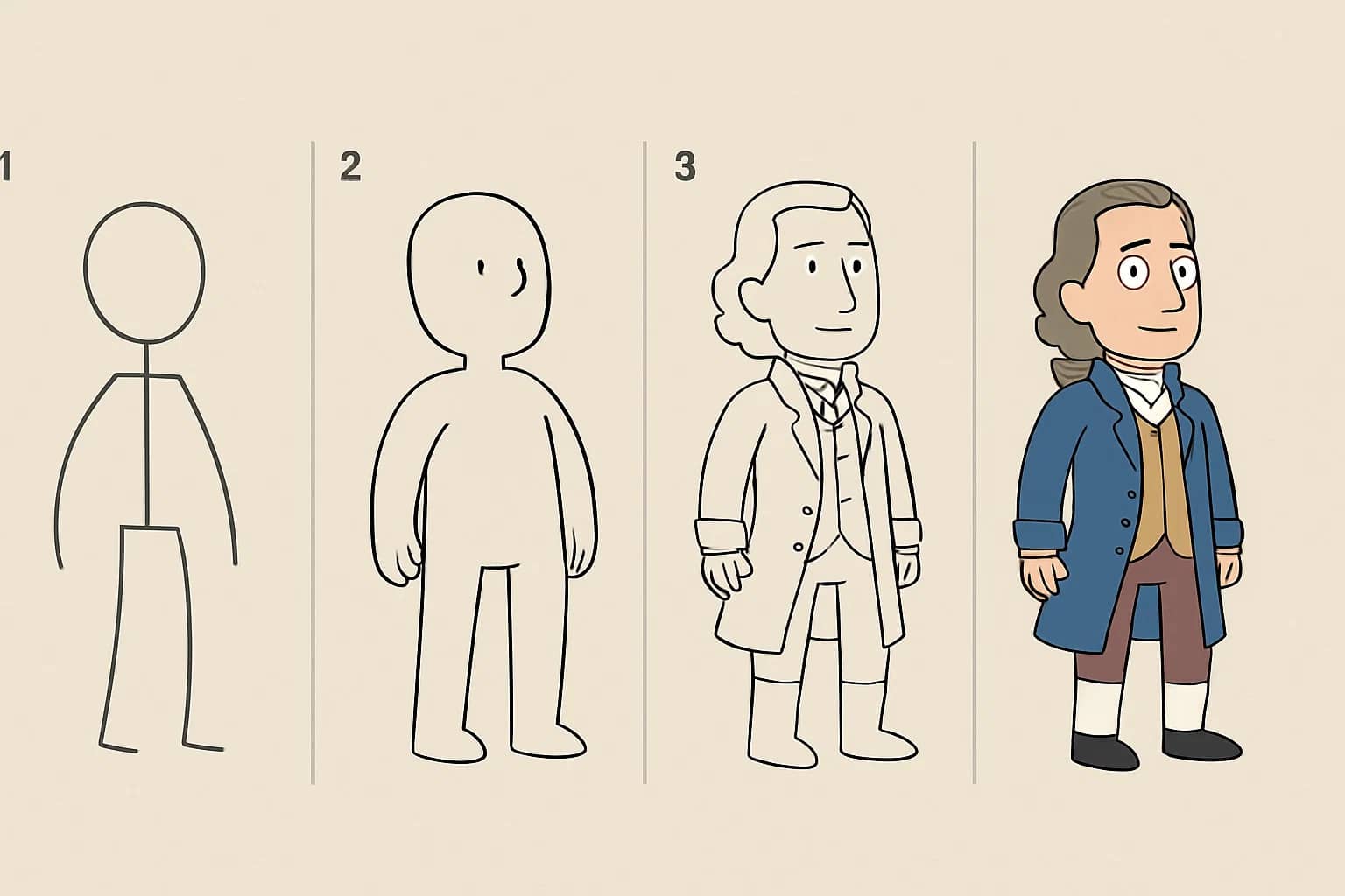 Alexander Hamilton Flat Cartoon Drawing Ideas