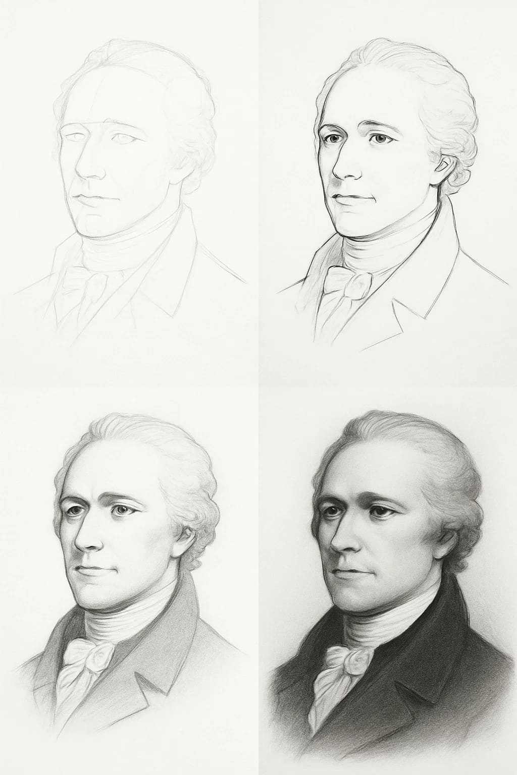 Alexander Hamilton Realistic Portrait Drawing Ideas