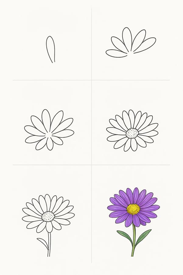 Aster Realistic Drawing Ideas