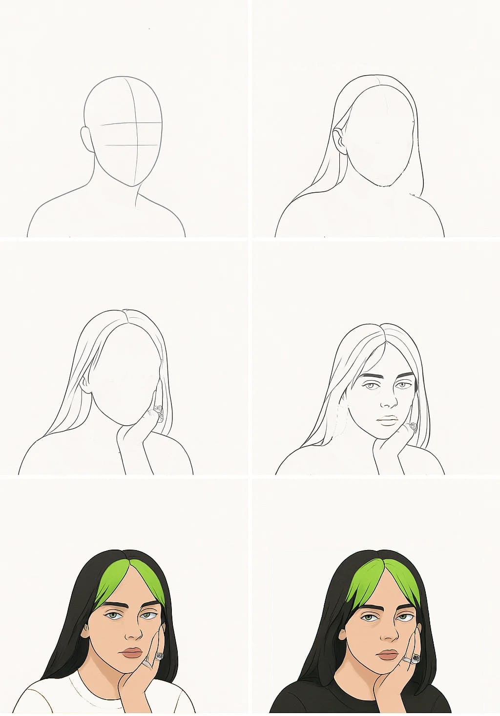 Billie Eilish Face Drawing Ideas
