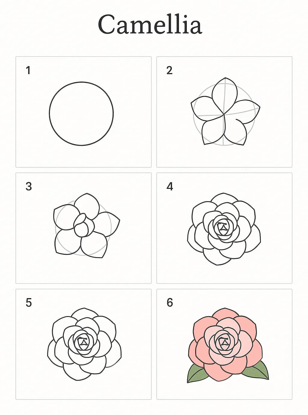 Camellia Bloom Drawing Ideas