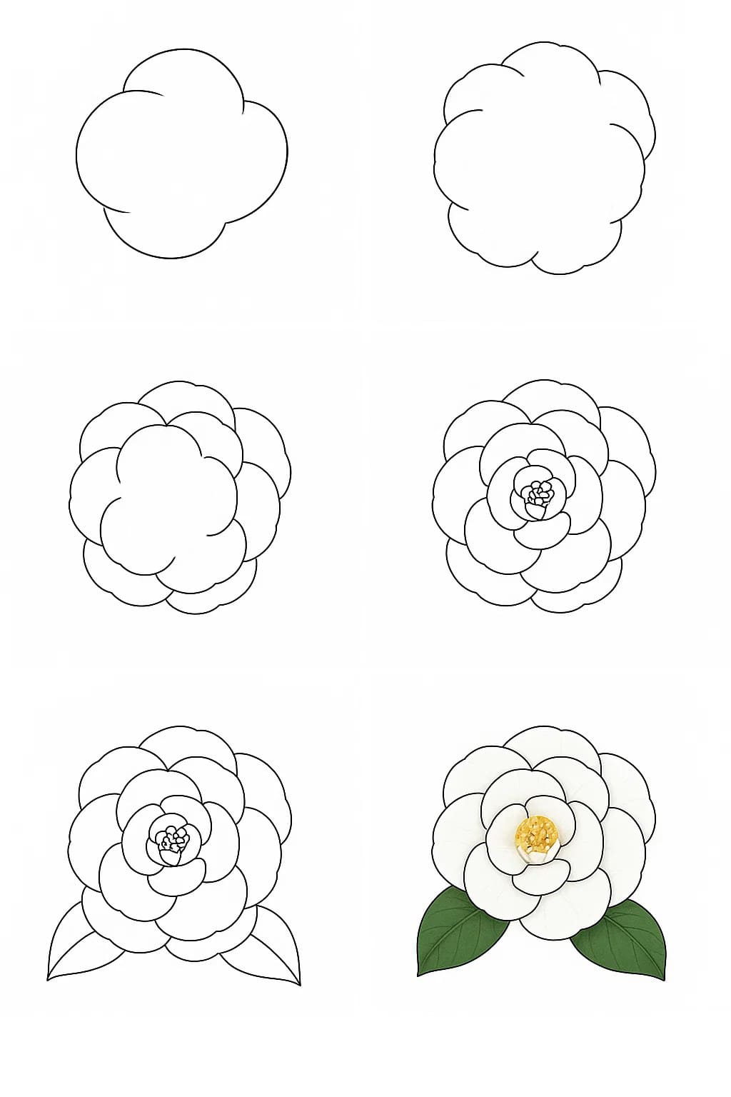 Camellia Drawing Drawing Ideas