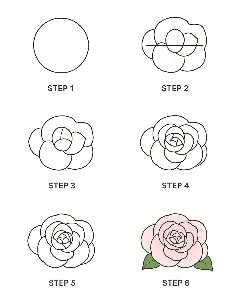Camellia Pink Drawing Ideas