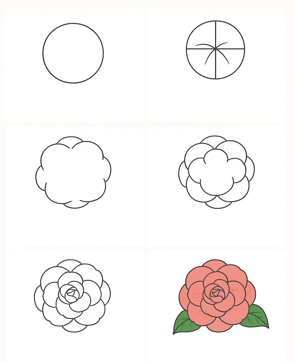 Camellia Red Drawing Ideas