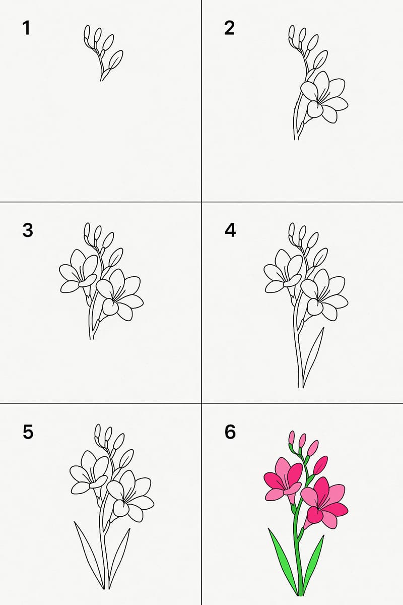 Freesia Blossom Drawing Ideas