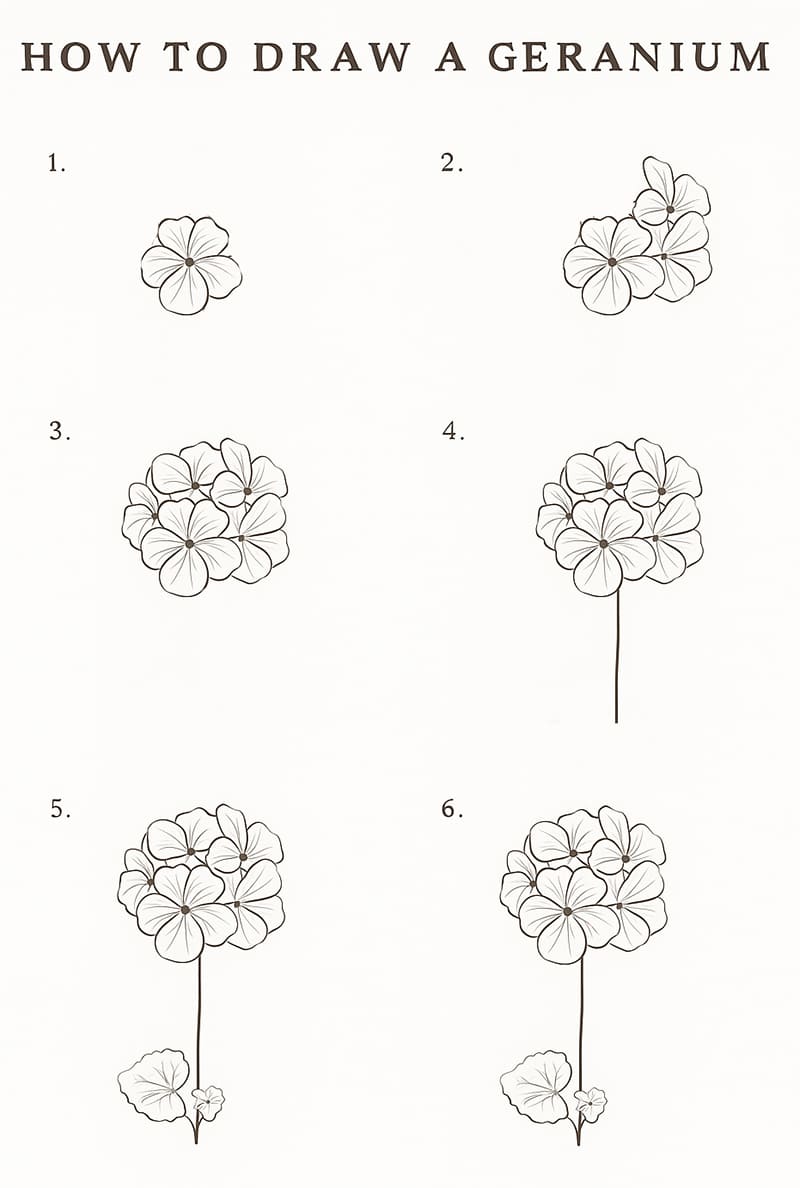 Geranium Sketch Drawing Ideas
