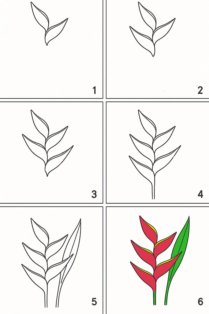 Heliconia Beautiful Drawing Ideas