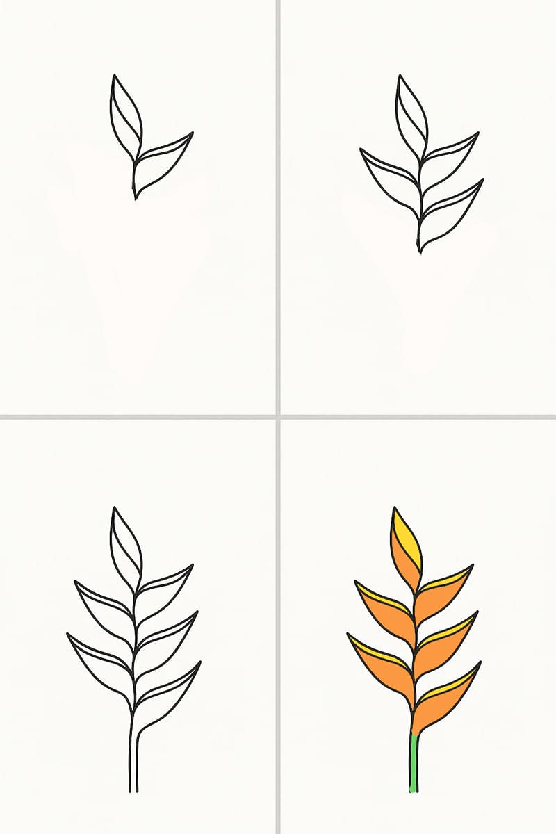 Heliconia Simple Drawing Ideas