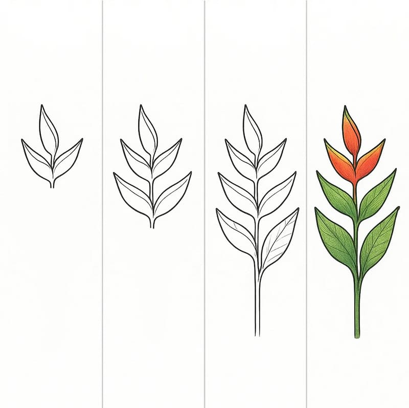 Heliconia Sketch Drawing Ideas