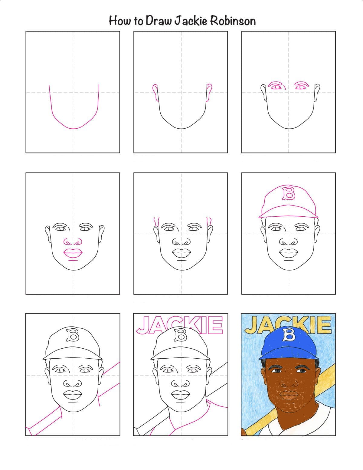 Jackie Robinson Face Drawing Ideas