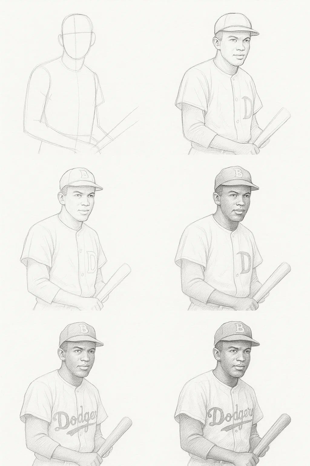 Jackie Robinson Realistic Drawing Ideas