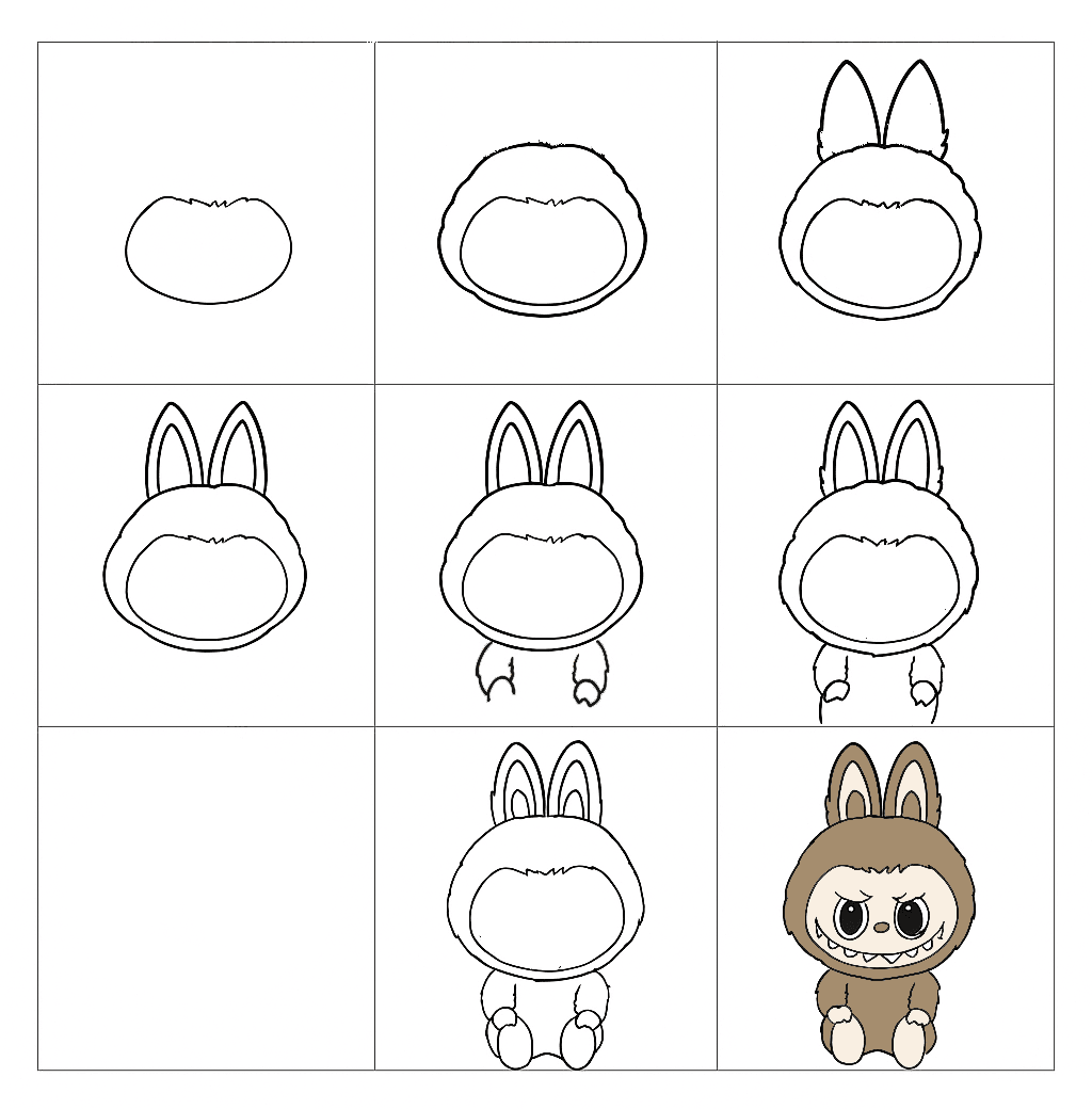 Labubu Brown Drawing Ideas