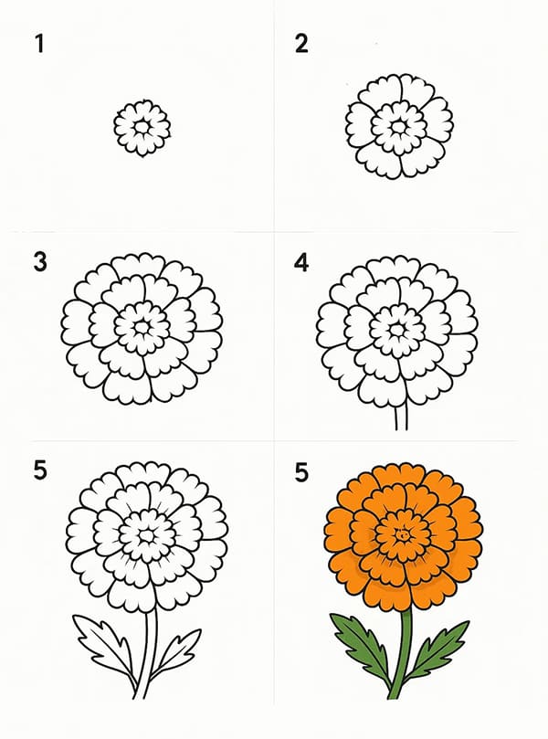 Marigold Beautiful Drawing Ideas