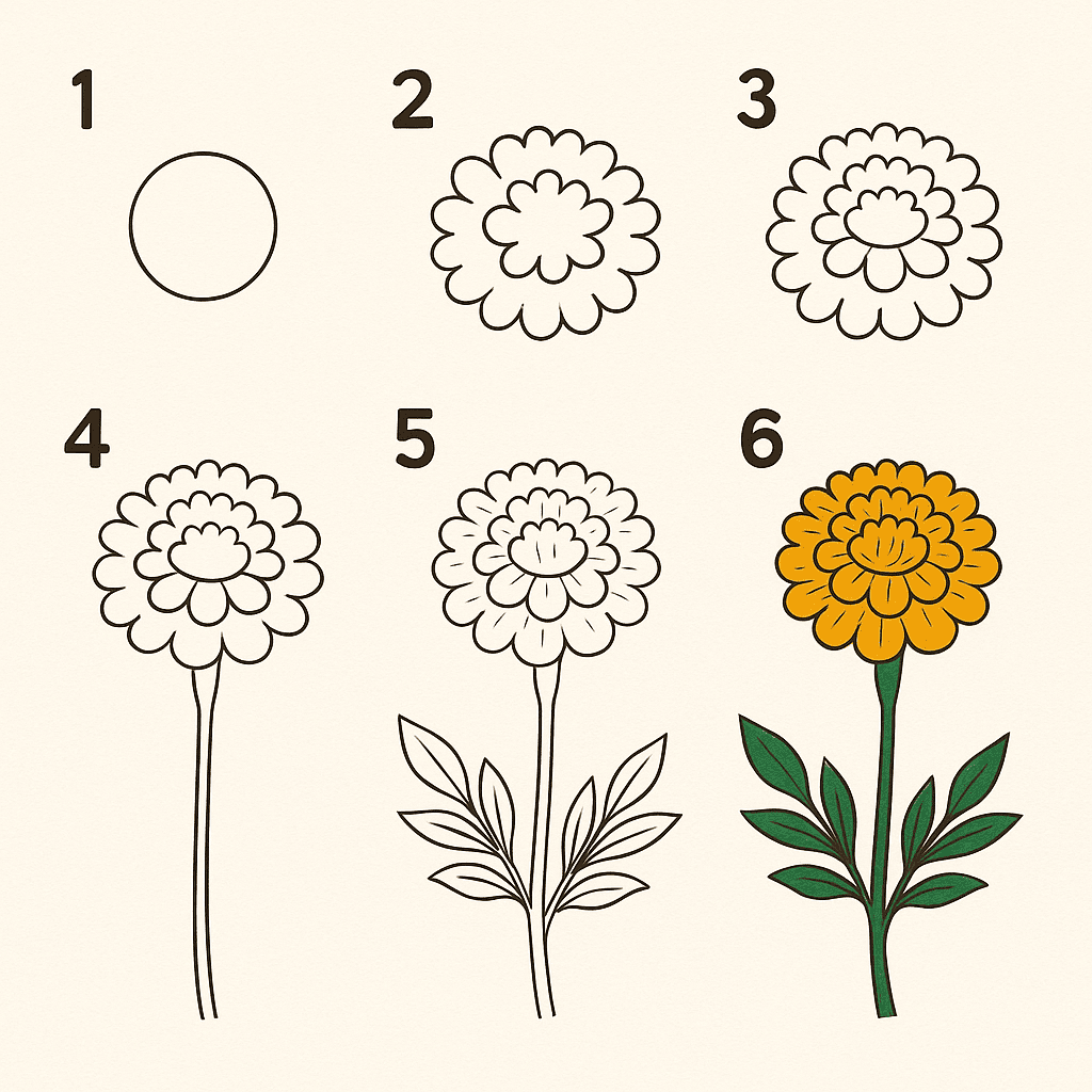 Marigold Branch Drawing Ideas