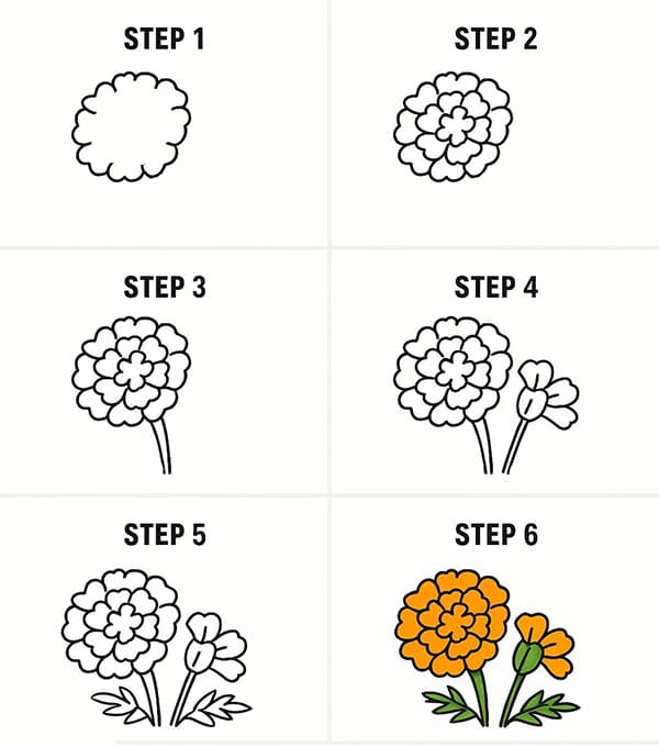 Marigold Cute Drawing Ideas