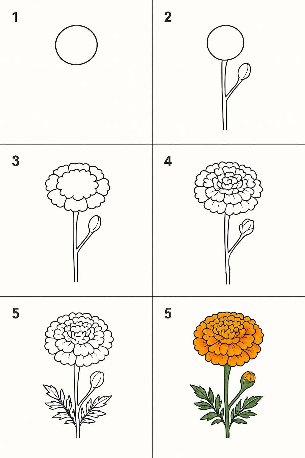 Marigold Elegant Drawing Ideas