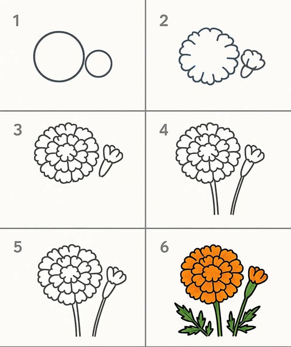 Marigold For Kids Drawing Ideas