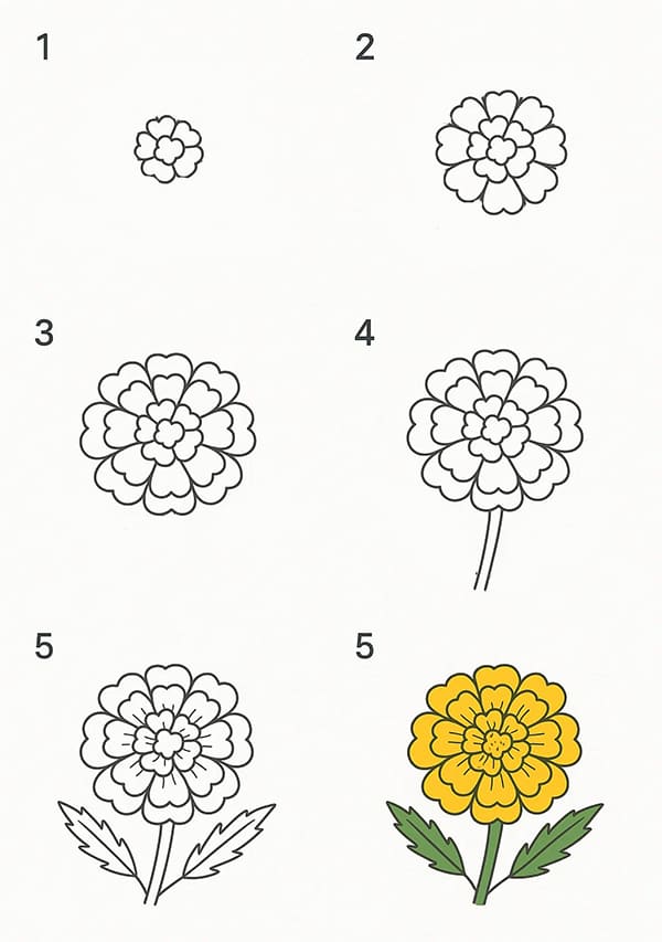 Marigold Yellow Drawing Ideas