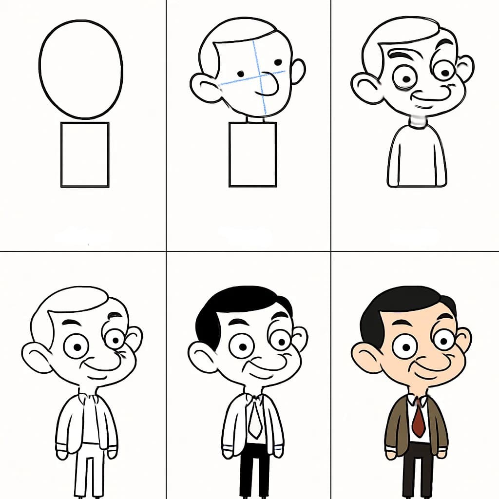 Mr. Bean Cartoon Drawing Ideas