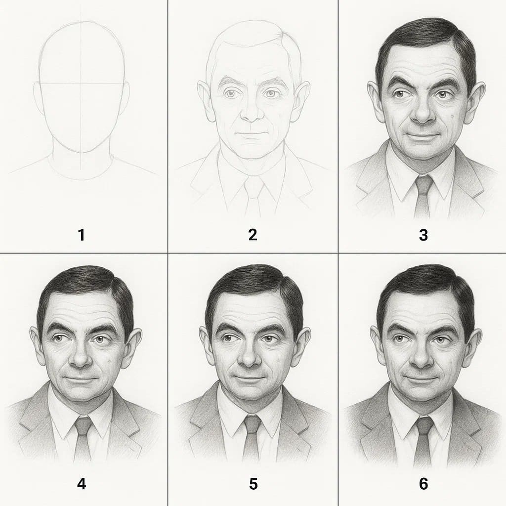 Mr. Bean Face Drawing Ideas