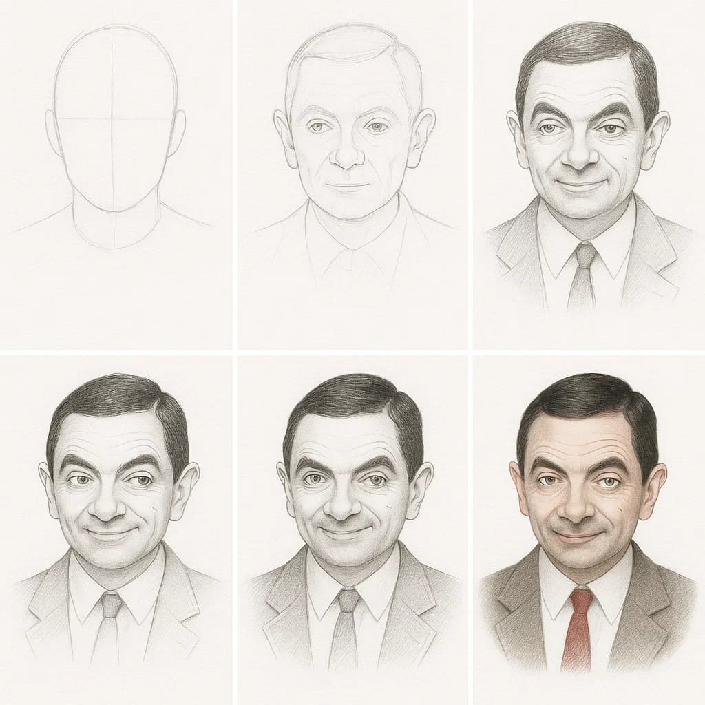 Mr. Bean Portrait Drawing Ideas