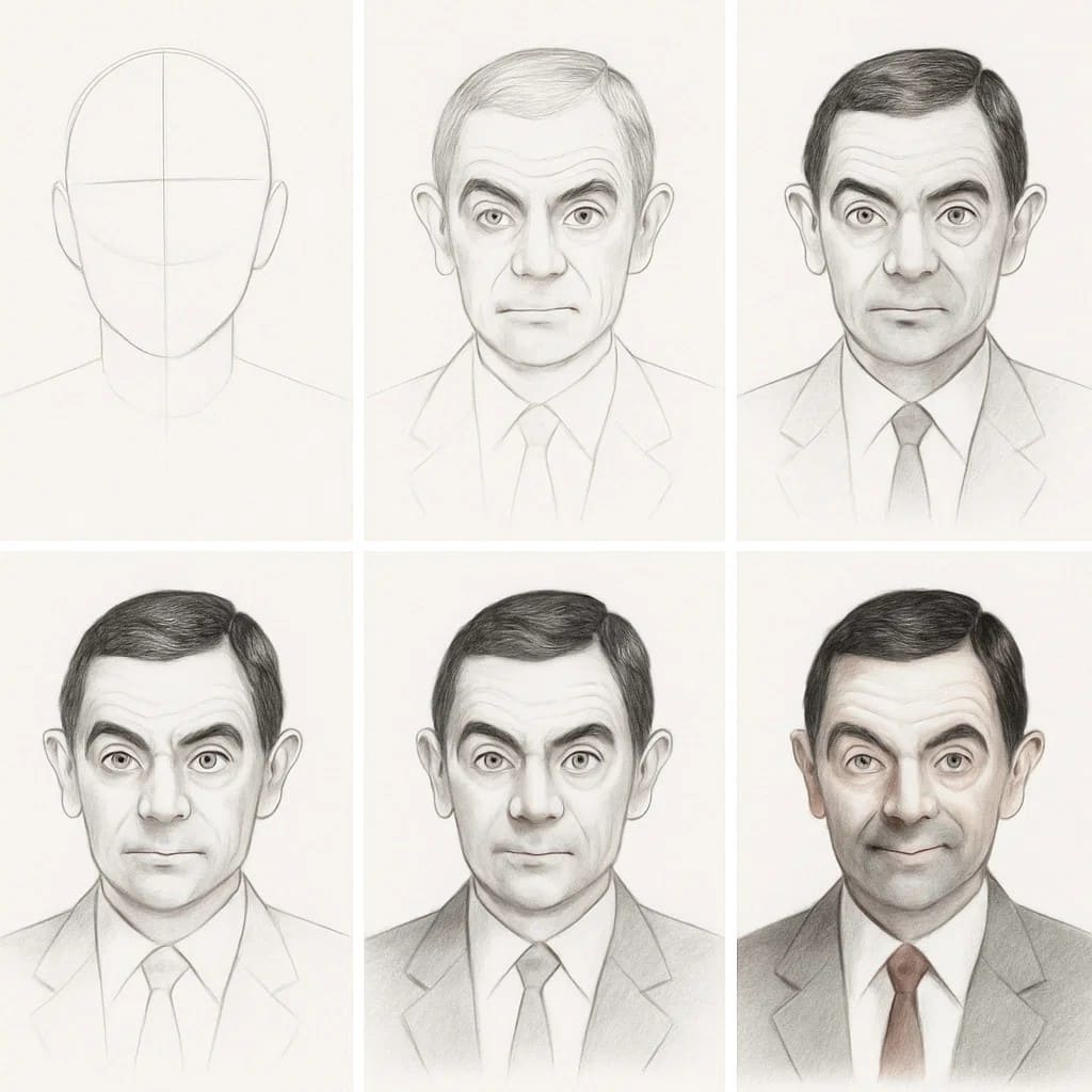 Mr. Bean Realistic Portrait Drawing Ideas