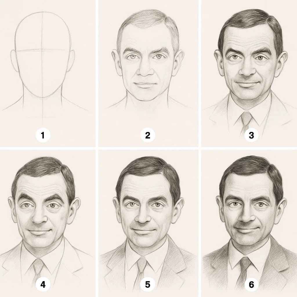Mr. Bean Realistic Drawing Ideas