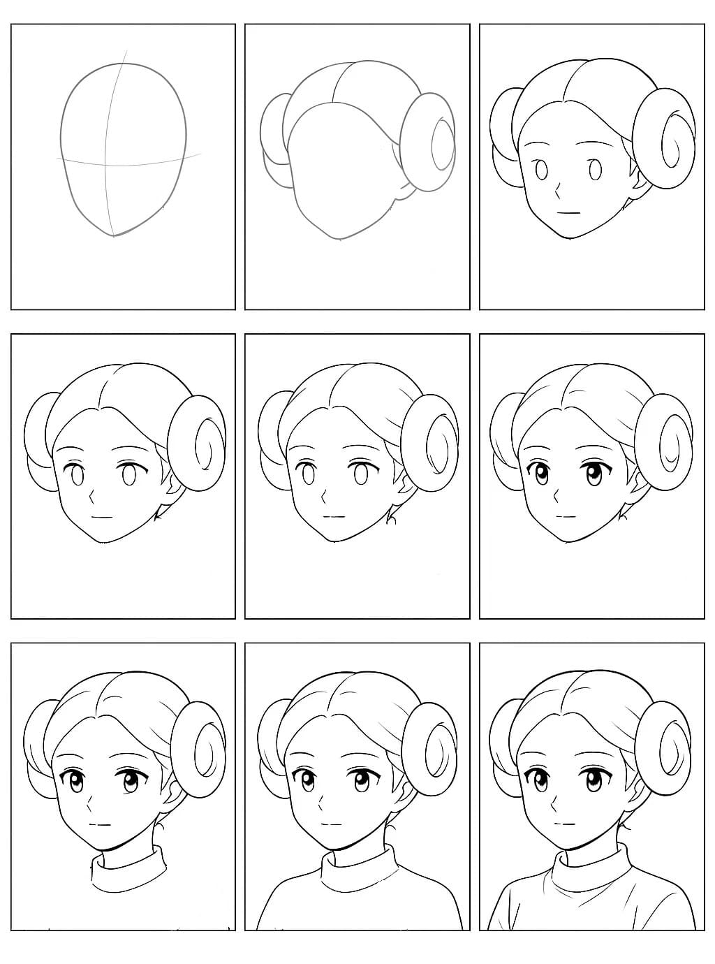 Princess Leia Anime Face Drawing Ideas