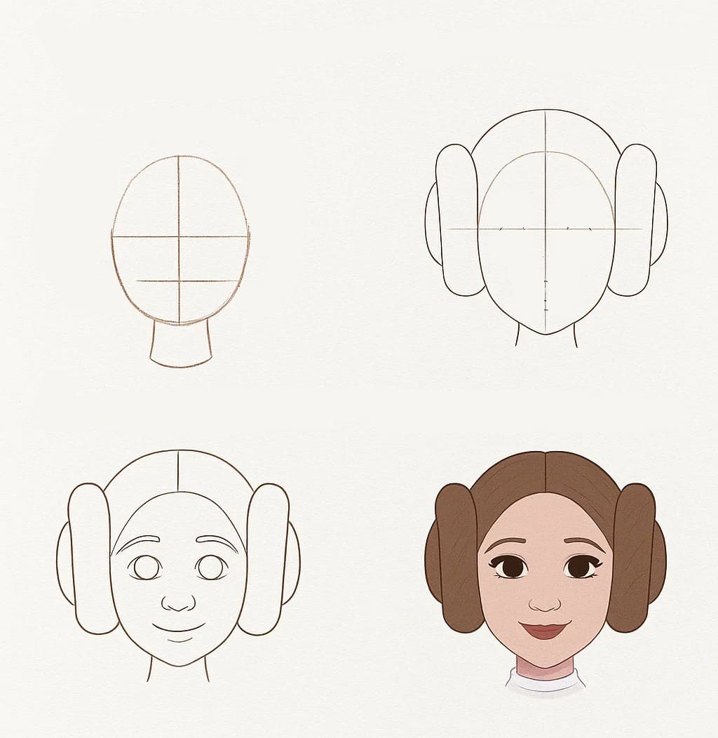 Princess Leia Face Drawing Ideas