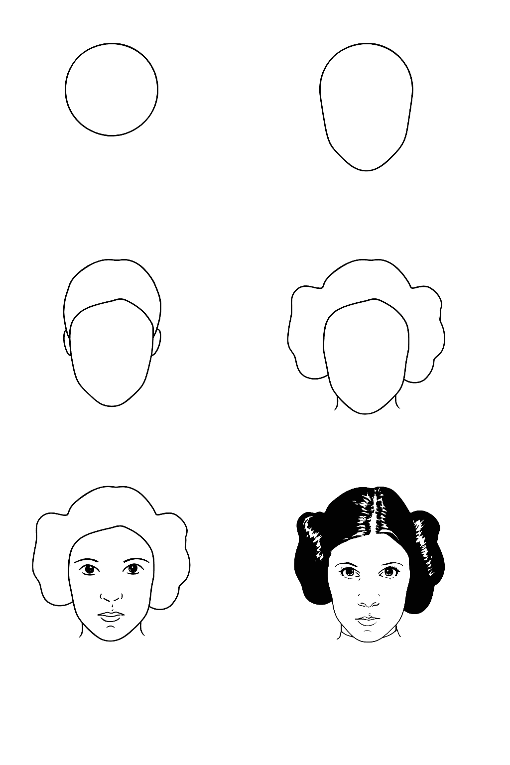 Princess Leia Portrait Drawing Ideas
