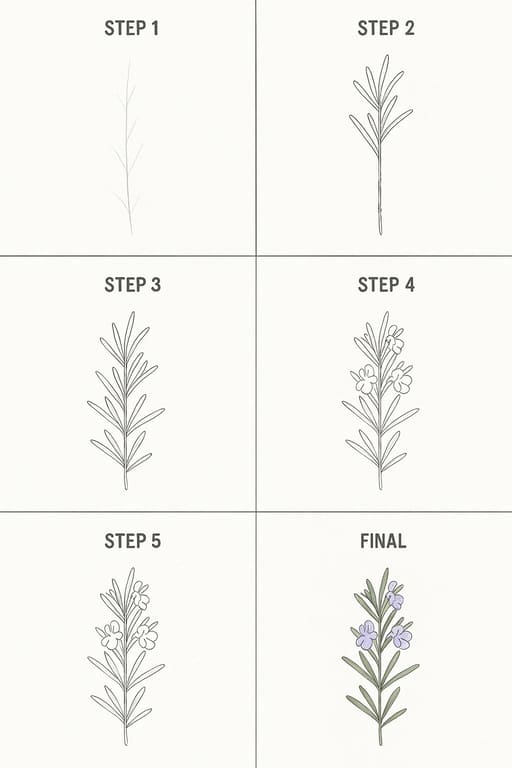 Rosemary Flower Drawing Ideas