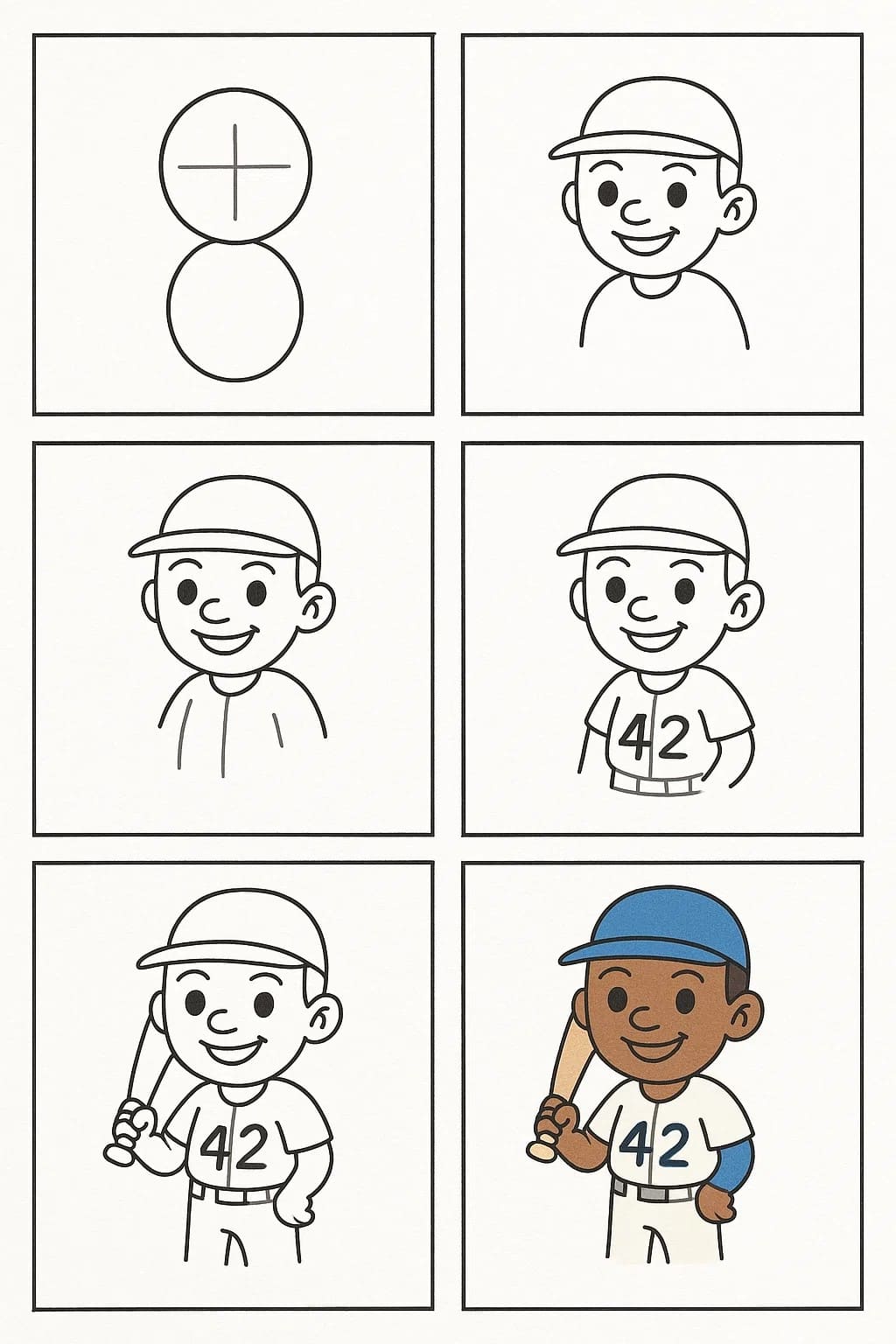 Simple Jackie Robinson Drawing Ideas