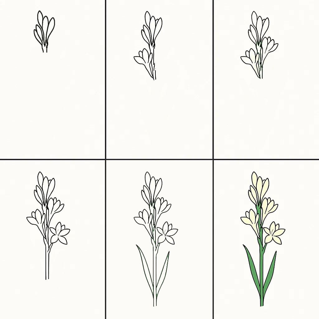 Tuberose Branch Drawing Ideas
