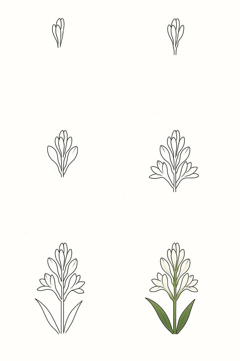 Tuberose Easy Drawing Ideas