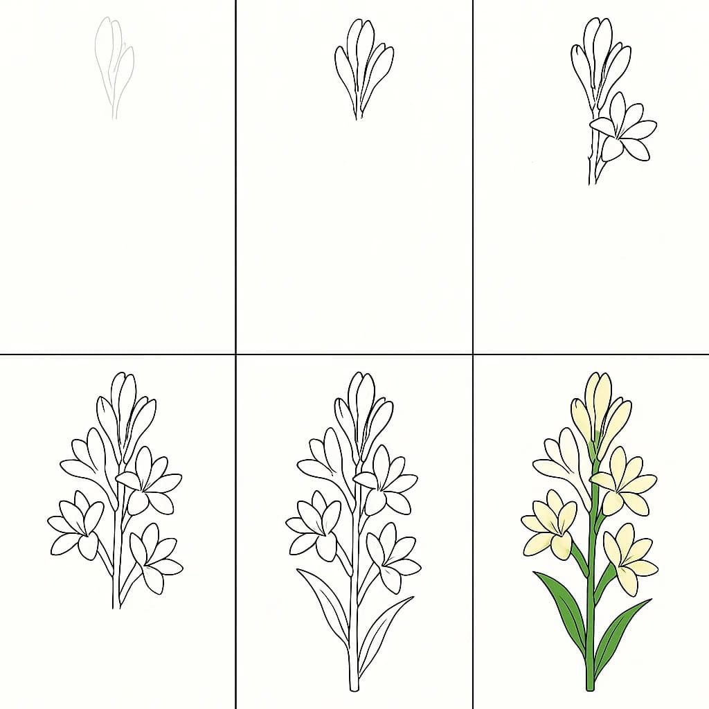 Tuberose Plant Drawing Ideas