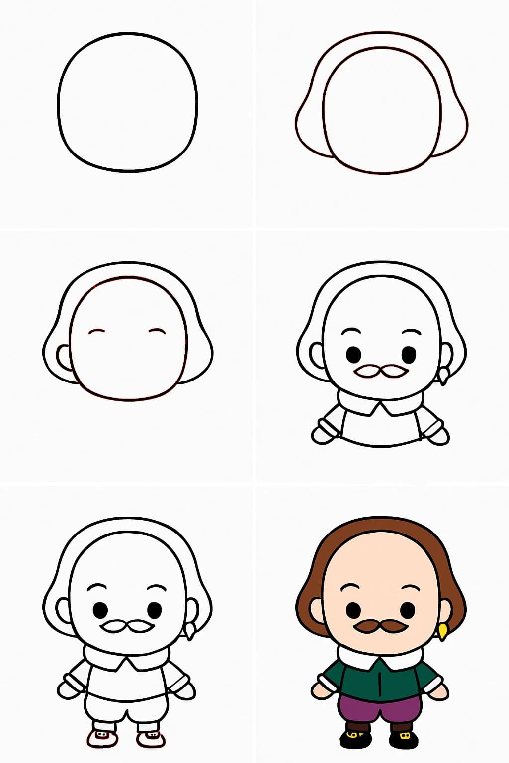 William Shakespeare Chibi Style Drawing Ideas