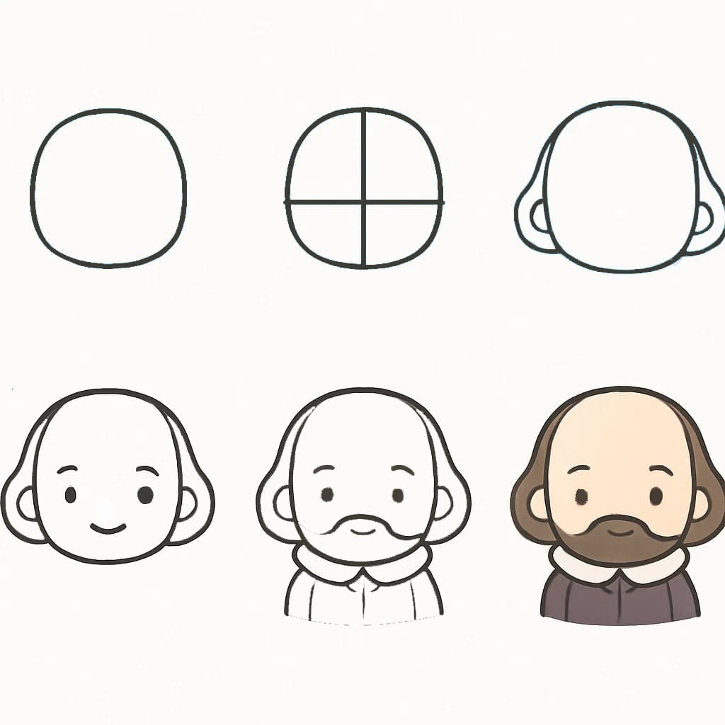 William Shakespeare Chibi face Drawing Ideas