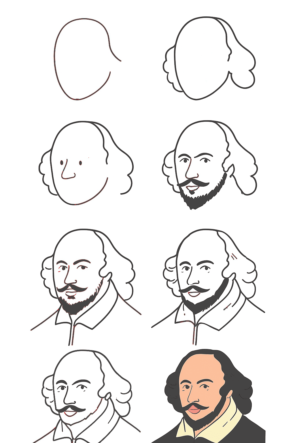 William Shakespeare Easy Portrait Drawing Ideas