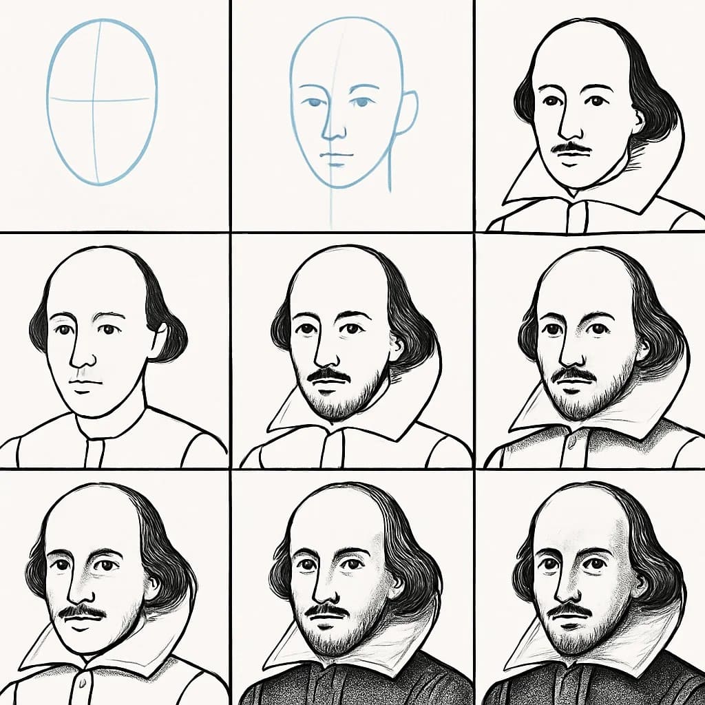 William Shakespeare Realistic Portrait Drawing Ideas