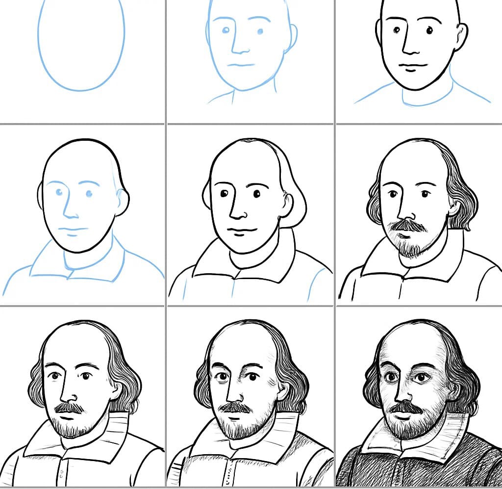 William Shakespeare Realistic Style Drawing Ideas
