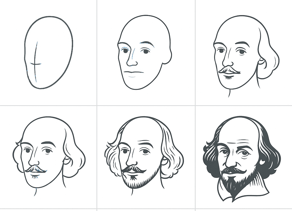 William Shakespeare face Drawing Ideas