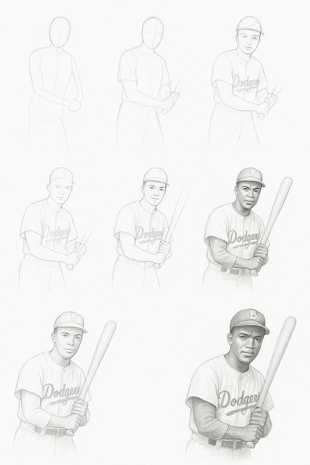 Jackie Robinson Real Art Drawing Ideas