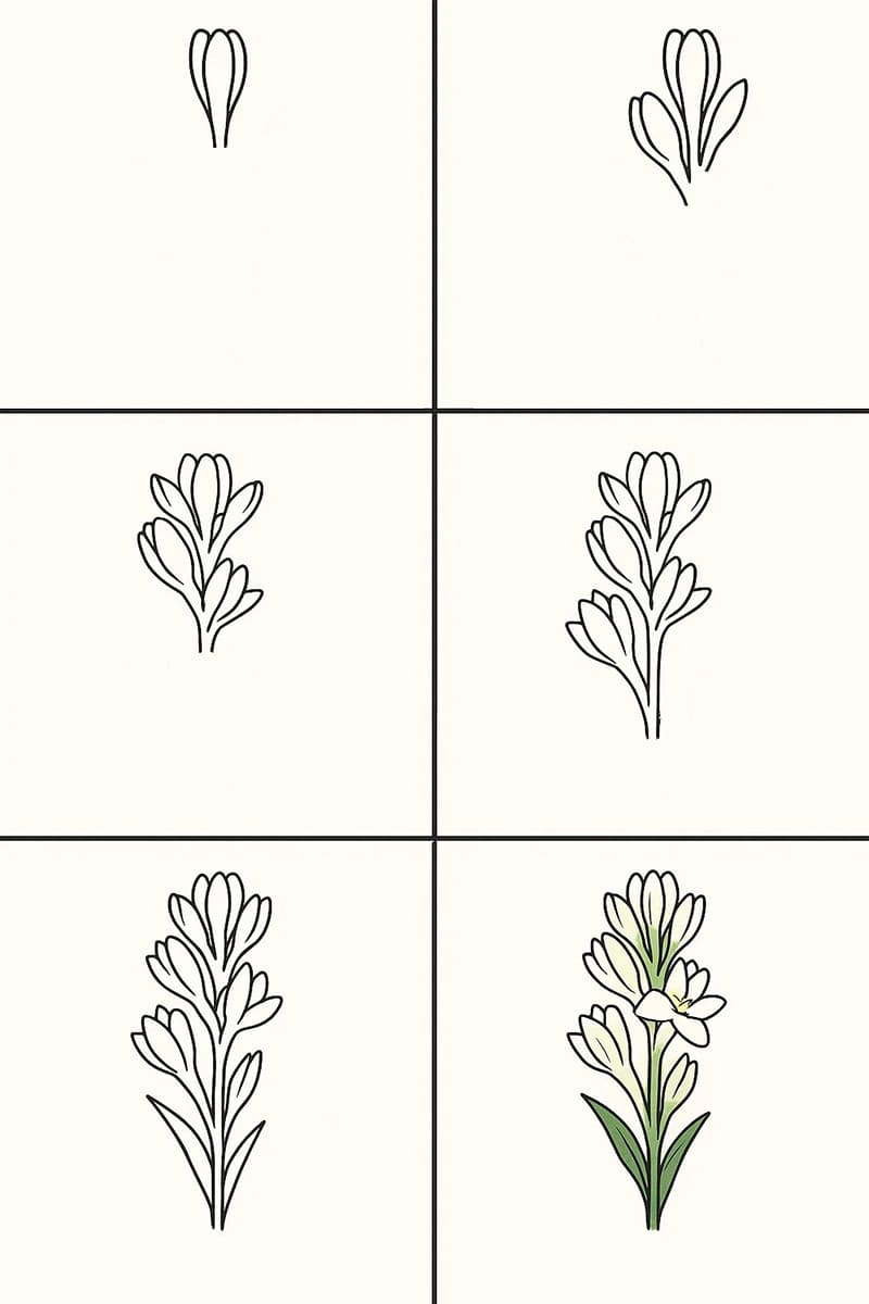 Tuberose Vintage Drawing Ideas