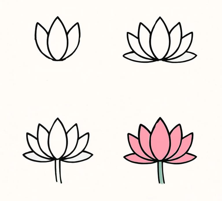 A Cartoon Lotus Drawing Ideas