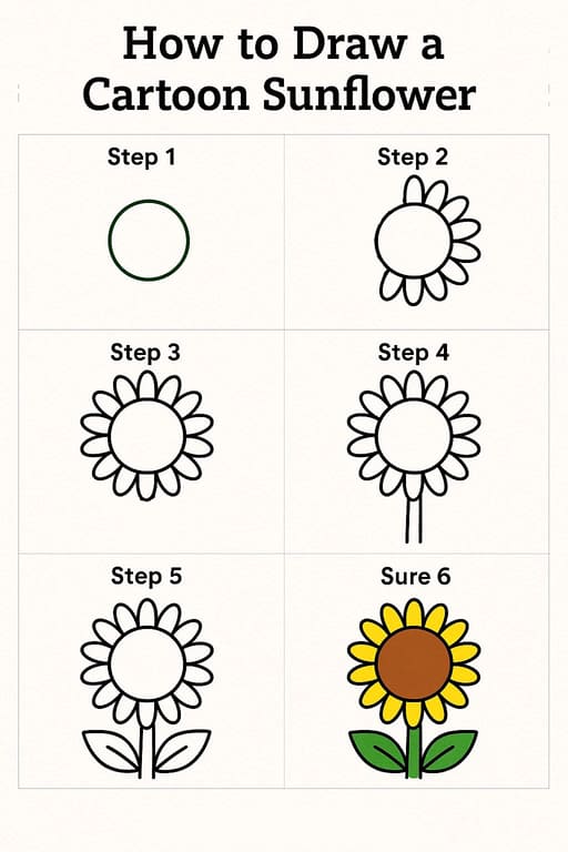 A Cartoon Sunflower Drawing Ideas