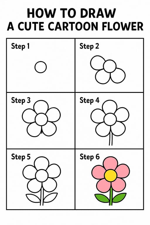 Adorable Cartoon Flower Drawing Ideas