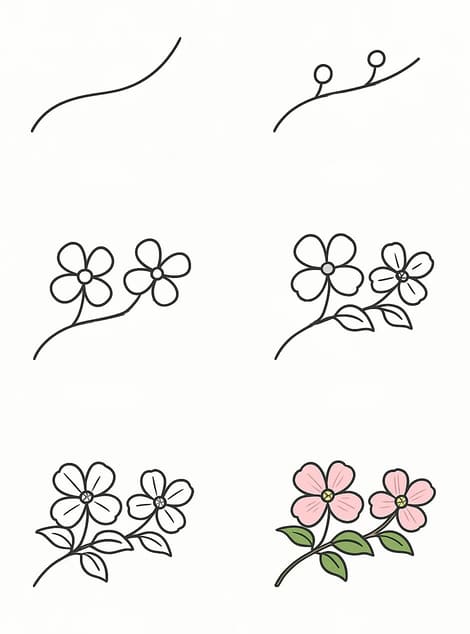 Adorable Dogwood Flower Drawing Ideas